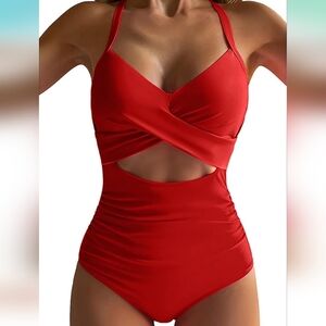 Red Cutout Swimsuit